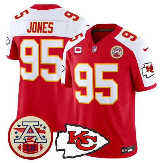 Men's Chiefs 2026 Lamar Hunt Patch Vapor Limited Jersey RED ALTERNATE#95 CHRIS JONES
