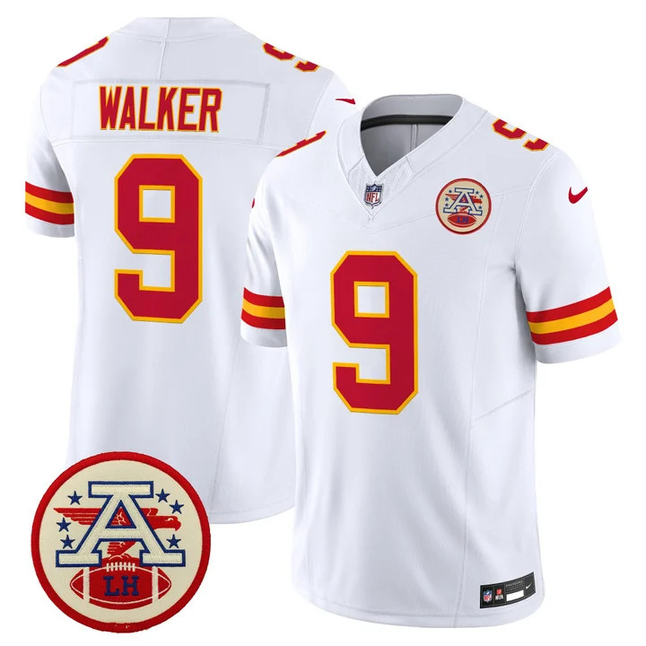 Men's Chiefs 2026 Lamar Hunt Patch Vapor Limited Jersey WHITE#9 KENNETH WALKER