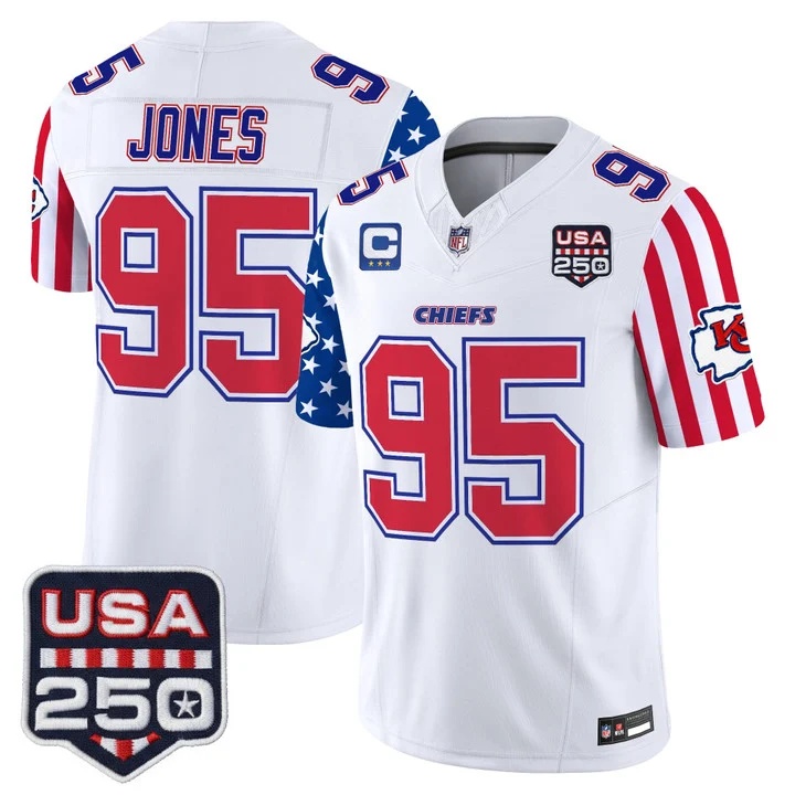 Men's Chiefs America 250 Edition Vapor Limited Jersey #95 CHRIS JONES