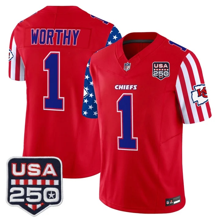 Men's Chiefs America 250 Edition Vapor Limited Jersey RED #1 XAVIER WORTHY