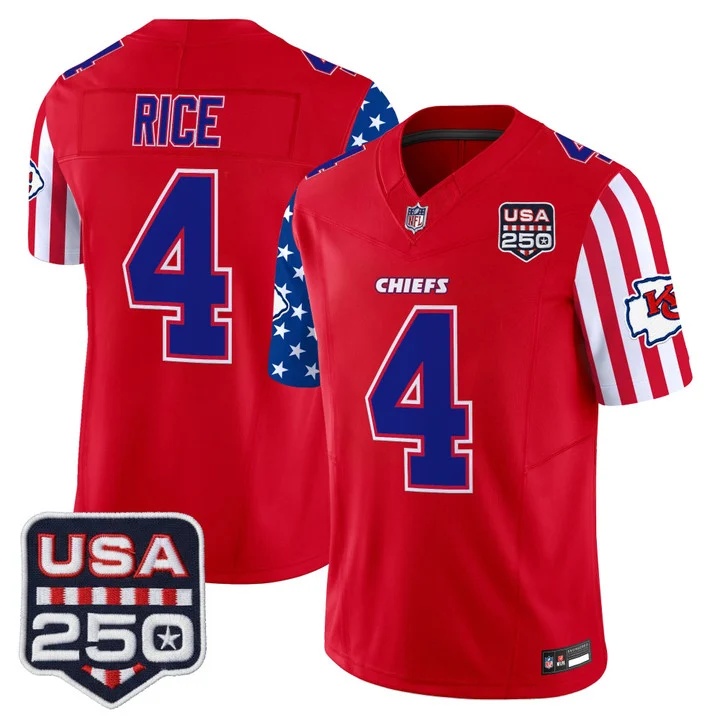 Men's Chiefs America 250 Edition Vapor Limited Jersey RED #4 RASHEE RICE