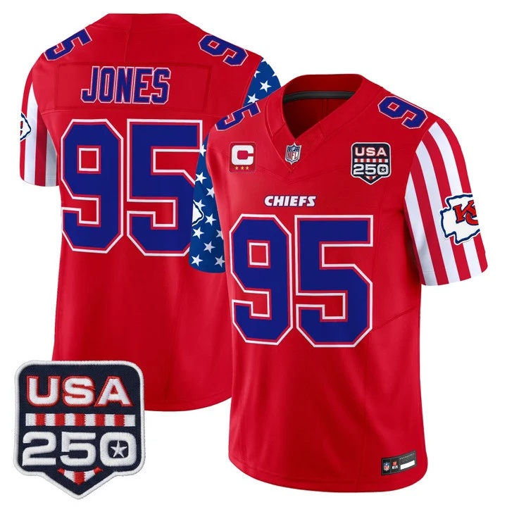 Men's Chiefs America 250 Edition Vapor Limited Jersey RED #95 CHRIS JONES