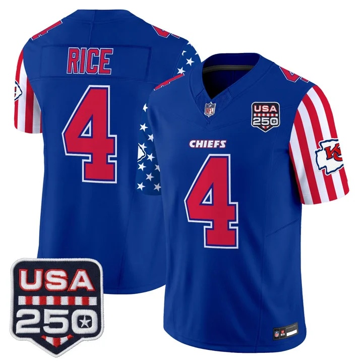 Men's Chiefs America 250 Edition Vapor Limited Jersey ROYAL #4 RASHEE RICE