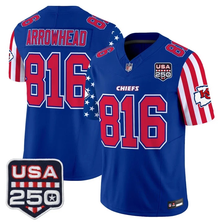 Men's Chiefs America 250 Edition Vapor Limited Jersey ROYAL #816 ARROWHEAD