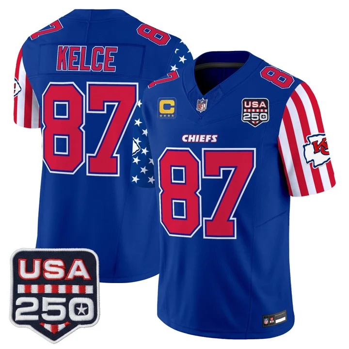 Men's Chiefs America 250 Edition Vapor Limited Jersey ROYAL #87 TRAVIS KELCE