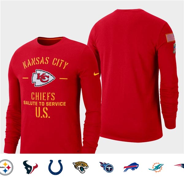 Men's Chiefs Red 2019 Salute to Service Sideline Long Sleeve T-Shirt