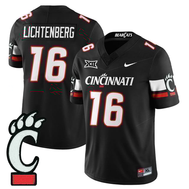 Men's Cincinnati Bearcats Football 2025 Uniform BLACK#16 BRADY LICHTENBERG