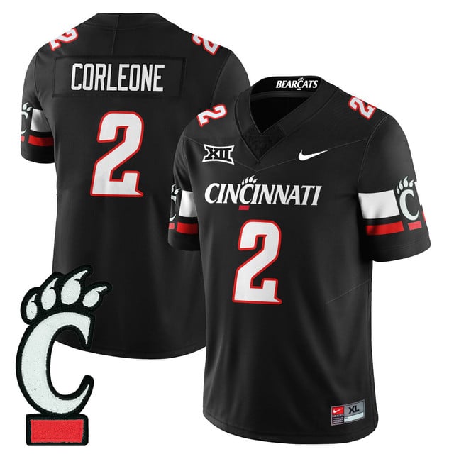 Men's Cincinnati Bearcats Football 2025 Uniform BLACK#2 DONTAY CORLEONE