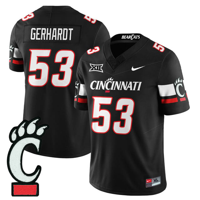 Men's Cincinnati Bearcats Football 2025 Uniform BLACK#53 GAVIN GERHARDT