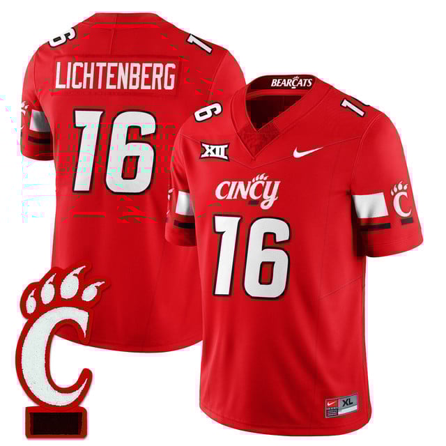 Men's Cincinnati Bearcats Football 2025 Uniform RED#16 BRADY LICHTENBERG