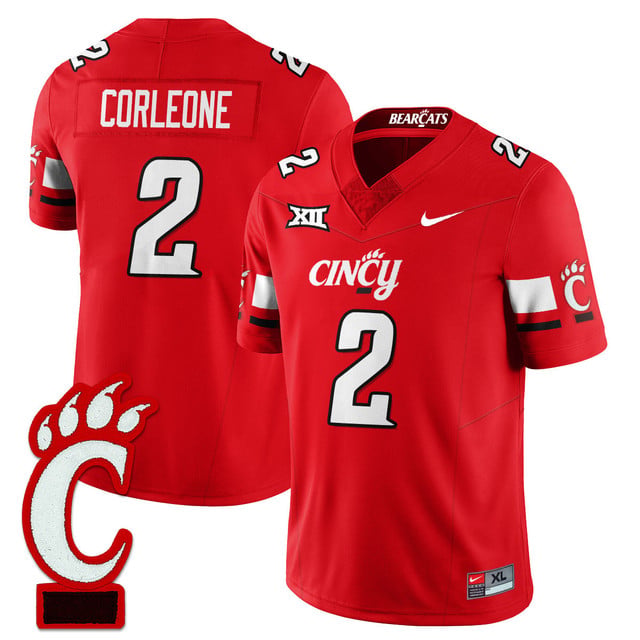 Men's Cincinnati Bearcats Football 2025 Uniform RED#2 DONTAY CORLEONE