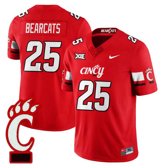 Men's Cincinnati Bearcats Football 2025 Uniform RED#25 BEARCATS