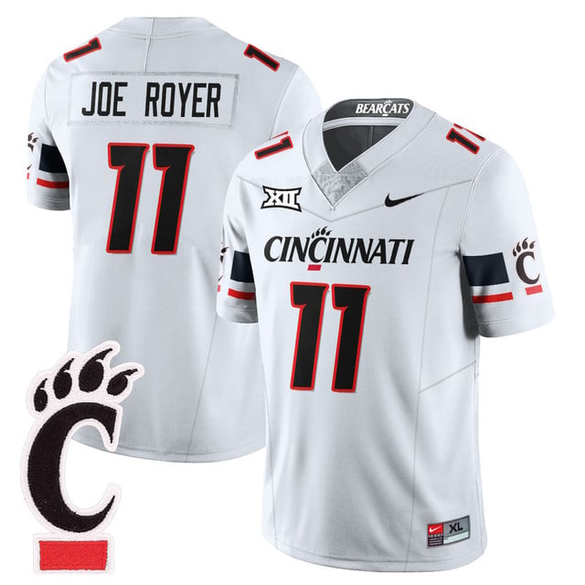 Men's Cincinnati Bearcats Football 2025 Uniform WHITE#11 JOE ROYER