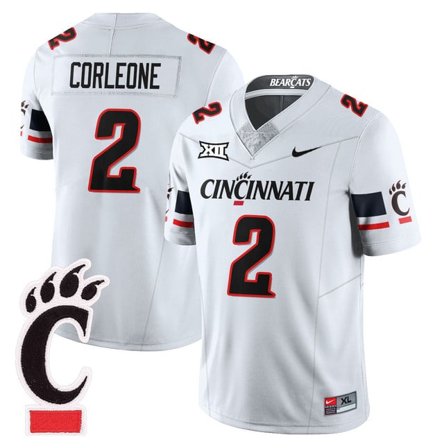 Men's Cincinnati Bearcats Football 2025 Uniform WHITE#2 DONTAY CORLEONE