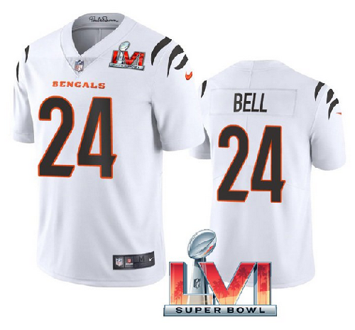 Men's Cincinnati Bengals #24 Vonn Bell 2022 White Super Bowl LVI Vapor Limited Stitched Jersey