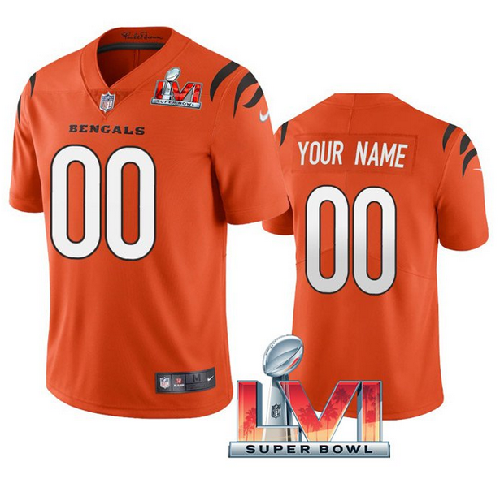 Men's Cincinnati Bengals ACTIVE PLAYER Custom 2022 Orange Super Bowl LVI Vapor Limited Stitched Jersey