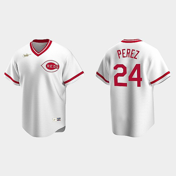 Men's Cincinnati Reds #24 Tony Perez Nike White Pullover Cooperstown Collection Jersey