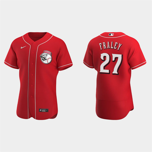 Men's Cincinnati Reds #27 Jake Fraley Scarlet Alternate Logo FlexBase Jersey