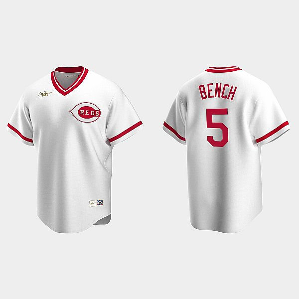 Men's Cincinnati Reds #5 Johnny Bench Nike White Pullover Cooperstown Collection Jersey