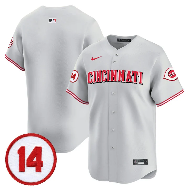 Men's Cincinnati Reds Pete Rose Patch Vapor Premier Limited Jersey GRAY BLANK