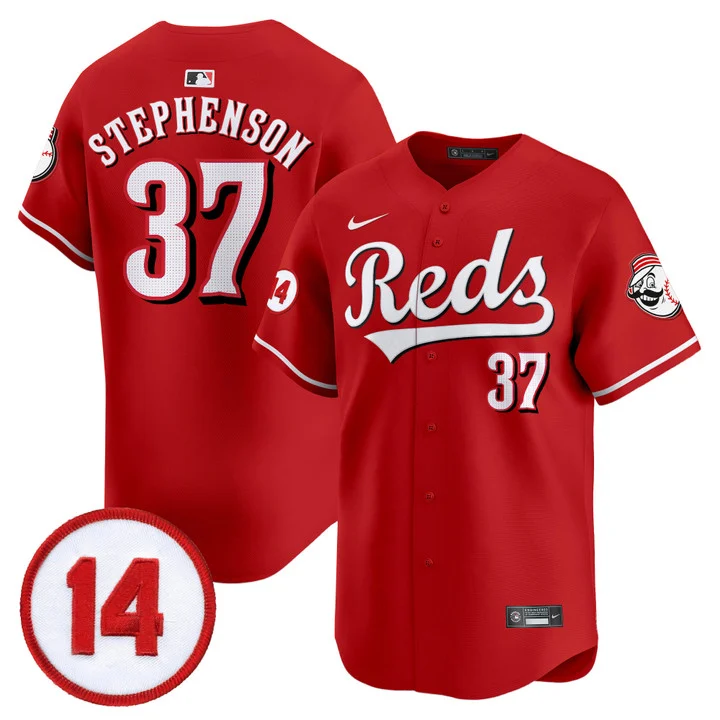 Men's Cincinnati Reds Pete Rose Patch Vapor Premier Limited Jersey RED#37 TYLER STEPHENSON