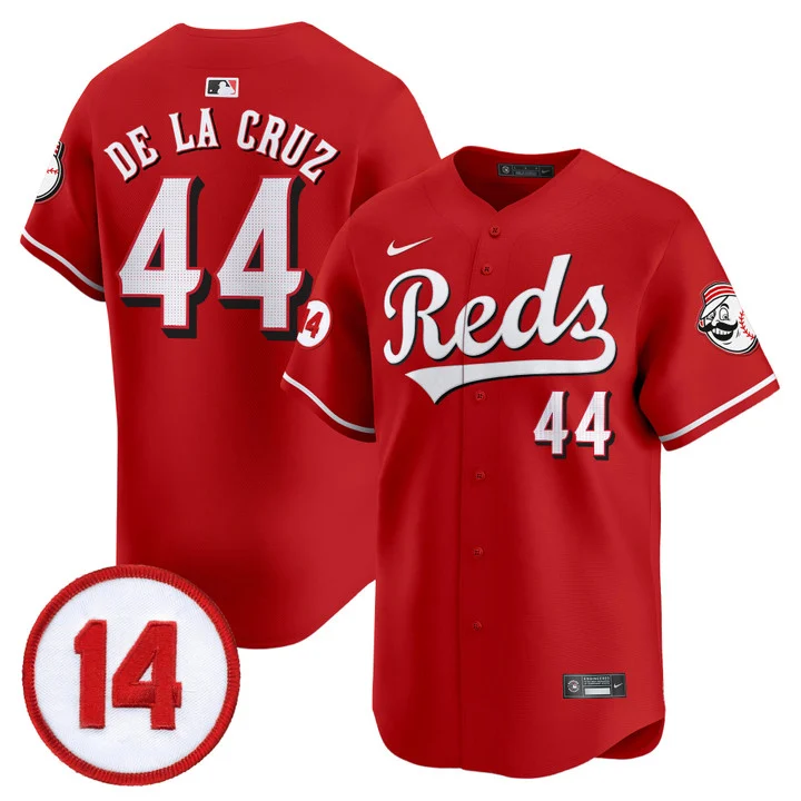 Men's Cincinnati Reds Pete Rose Patch Vapor Premier Limited Jersey RED#44 ELLY DE LA CRUZ