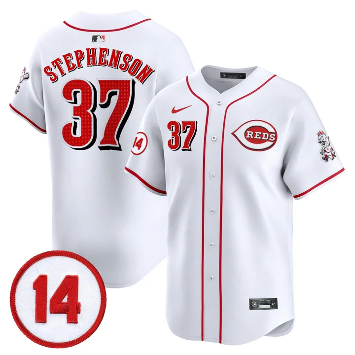 Men's Cincinnati Reds Pete Rose Patch Vapor Premier Limited Jersey WHITE#37 TYLER STEPHENSON