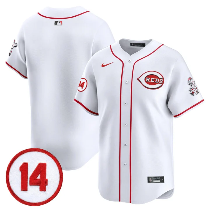 Men's Cincinnati Reds Pete Rose Patch Vapor Premier Limited Jersey WHITE BLANK