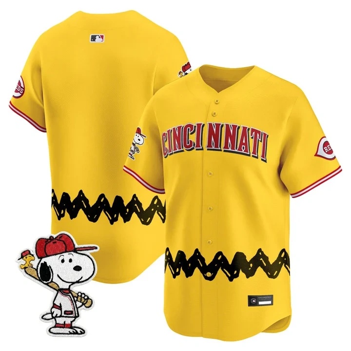 Men's Cincinnati Reds x Peanuts Vapor Premier Limited Jersey GOLD BLANK