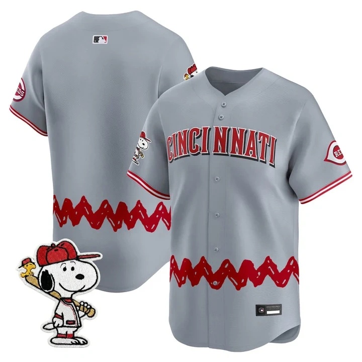 Men's Cincinnati Reds x Peanuts Vapor Premier Limited Jersey GRAY BLANK