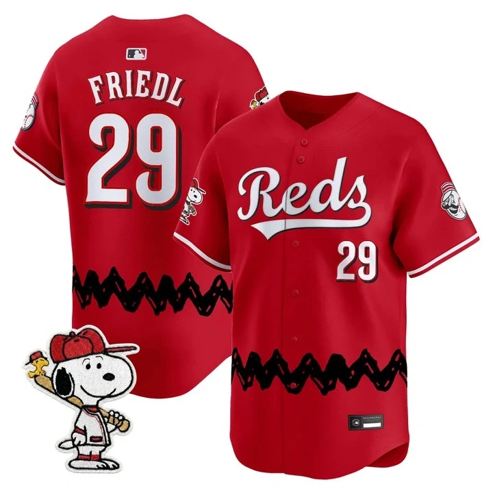 Men's Cincinnati Reds x Peanuts Vapor Premier Limited Jersey RED#29 TJ FRIEDL