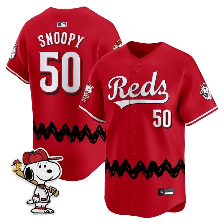 Men's Cincinnati Reds x Peanuts Vapor Premier Limited Jersey RED#50 SNOOPY