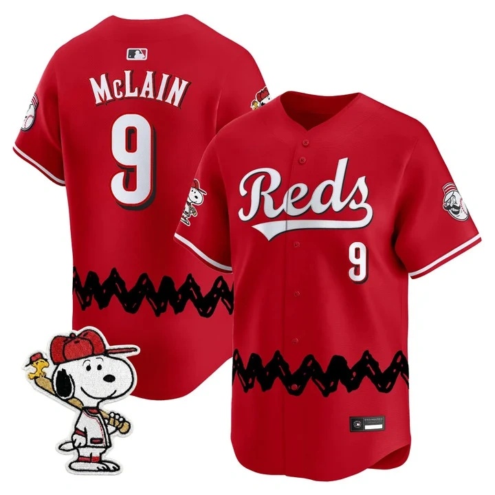 Men's Cincinnati Reds x Peanuts Vapor Premier Limited Jersey RED#9 MATT MCLAIN