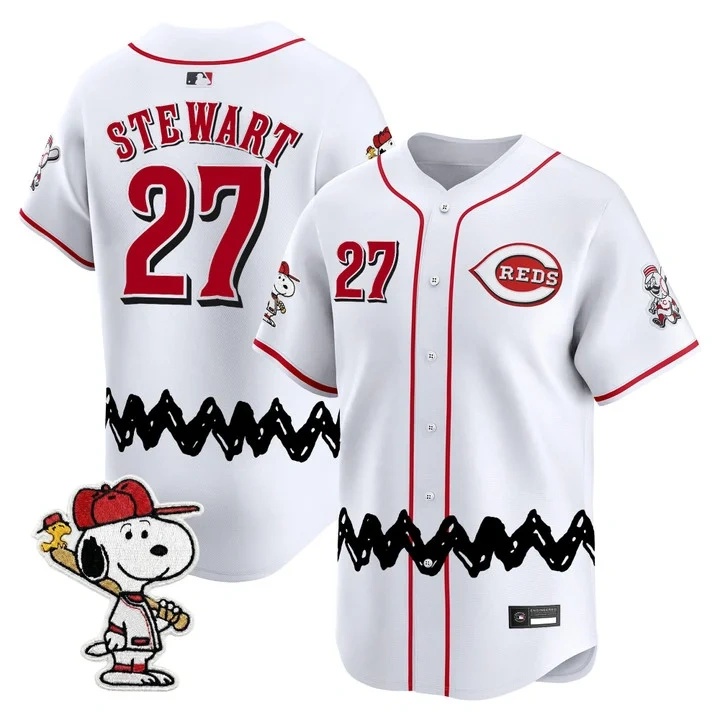 Men's Cincinnati Reds x Peanuts Vapor Premier Limited Jersey WHITE#27 SAL STEWART