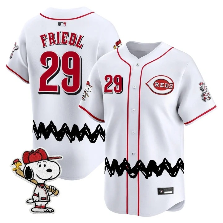 Men's Cincinnati Reds x Peanuts Vapor Premier Limited Jersey WHITE#29 TJ FRIEDL