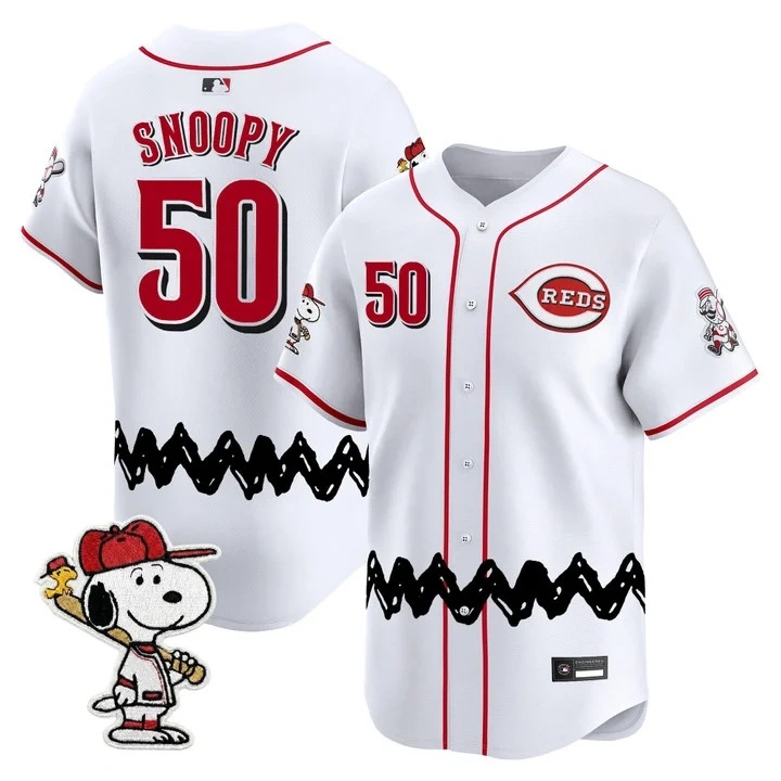 Men's Cincinnati Reds x Peanuts Vapor Premier Limited Jersey WHITE#50 SNOOPY