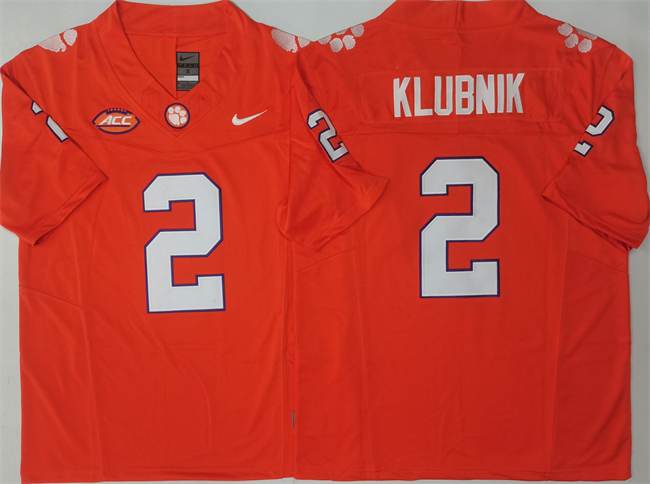 Men's Clemson Tigers #2 Cade Klubnik Orange F.U.S.E. Stitched Football Jersey