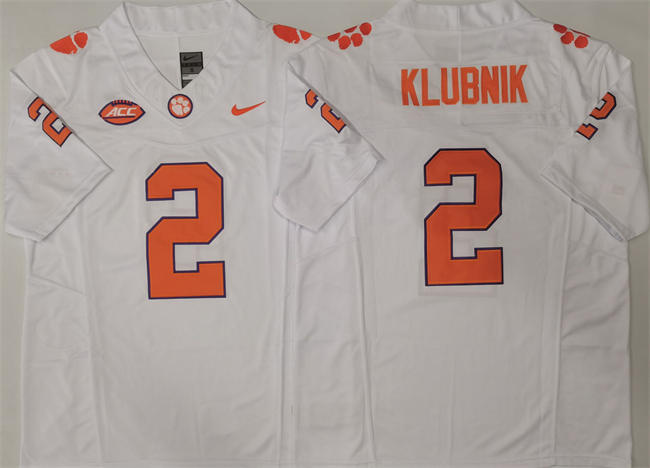 Men's Clemson Tigers #2 Cade Klubnik White F.U.S.E. Stitched Football Jersey