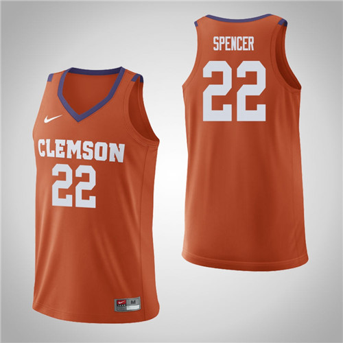 Men's Clemson Tigers #22 Scott Spencer College Basketball Replica Jersey Orange