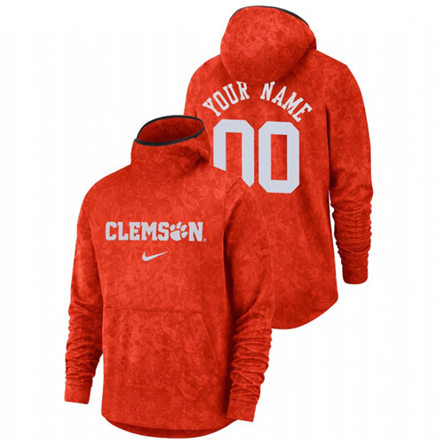 Men's Clemson Tigers Custom Orange Basketball Spotlight Team Logo Pullover Hoodie