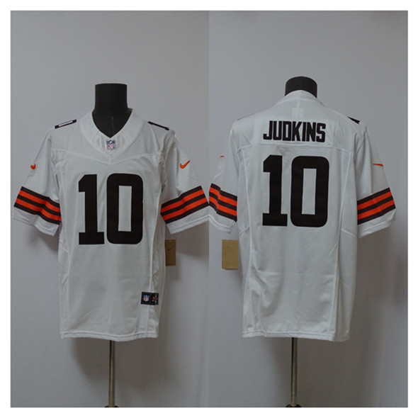 Men's Cleveland Browns #10 Quinshon Judkins White 2025 Draft F.U.S.E. Vapor Limited Football Stitched Jersey