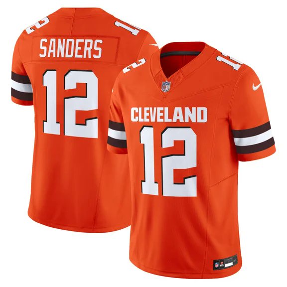 Men's Cleveland Browns #12 Shedeur Sanders Orange 2025 Draft F.U.S.E. Vapor Limited Stitched Football Jersey