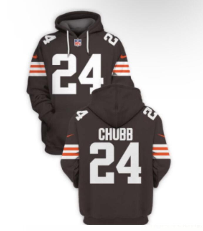 Men's Cleveland Browns #24 Nick Chubb Black Hoodie