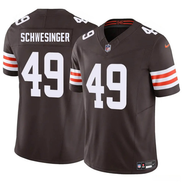Men's Cleveland Browns #49 Carson Schwesinger Brown 2025 F.U.S.E. Vapor Limited Football Stitched Jersey