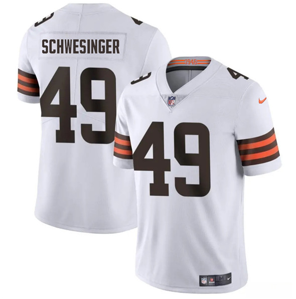 Men's Cleveland Browns #49 Carson Schwesinger White 2025 Vapor Limited Football Stitched Jersey