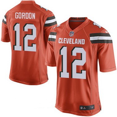 Men's Cleveland Browns Brown #12 Josh Gordon Orange Alternate 2015 NFL Nike Elite Jersey