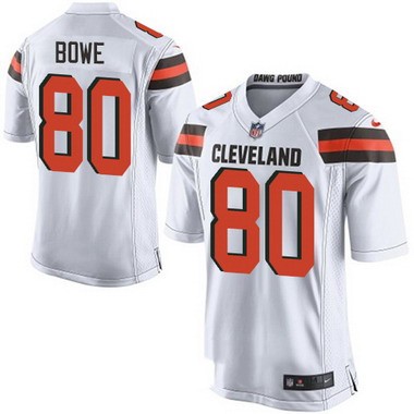 Men's Cleveland Browns Brown #80 Dwayne Bowe White Road 2015 NFL Nike Elite Jersey
