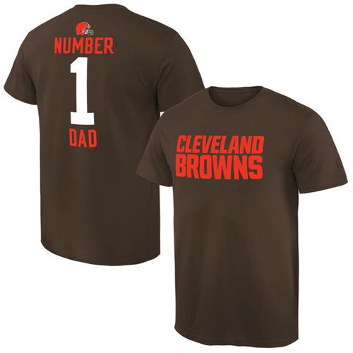Men's Cleveland Browns Pro Line College Number 1 Dad T-Shirt Brown