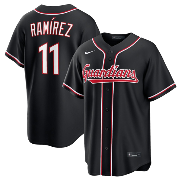 Men's Cleveland Guardians #11 Jos?? Ram?-rez 2026 Black Out Stitched Baseball Jersey