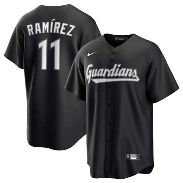 Men's Cleveland Guardians #11 Jos?? Ram?-rez Black Lights Out Limited Stitched Baseball Jersey